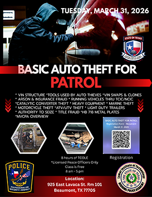 Basic Auto Theft For Patrol - Tuesday, March 31, 2026 - 8 AM to 5 PM