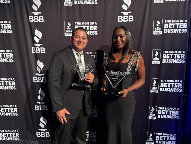 attachment image-Dr. Angela Hill and Eduardo Leija Honored with BBB Southeast Texas Leaders of Industry Award